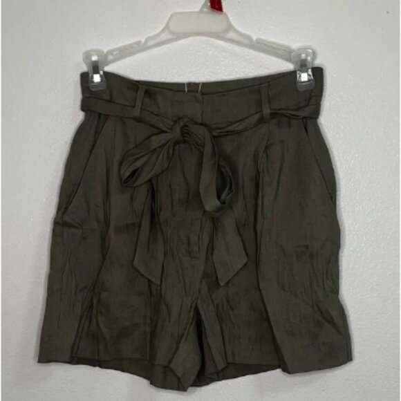 NWT Antonio Melani olive green paper bag waist style shorts - Picture 1 of 7